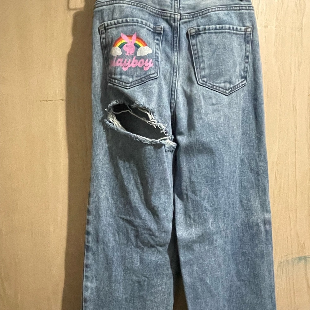 PLAYBOY Light Blue Relaxed Jeans with Pink Logo